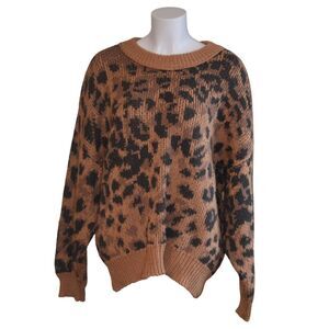 Aerie Oversized Leopard Brown Black Sweater Warm Womens XL